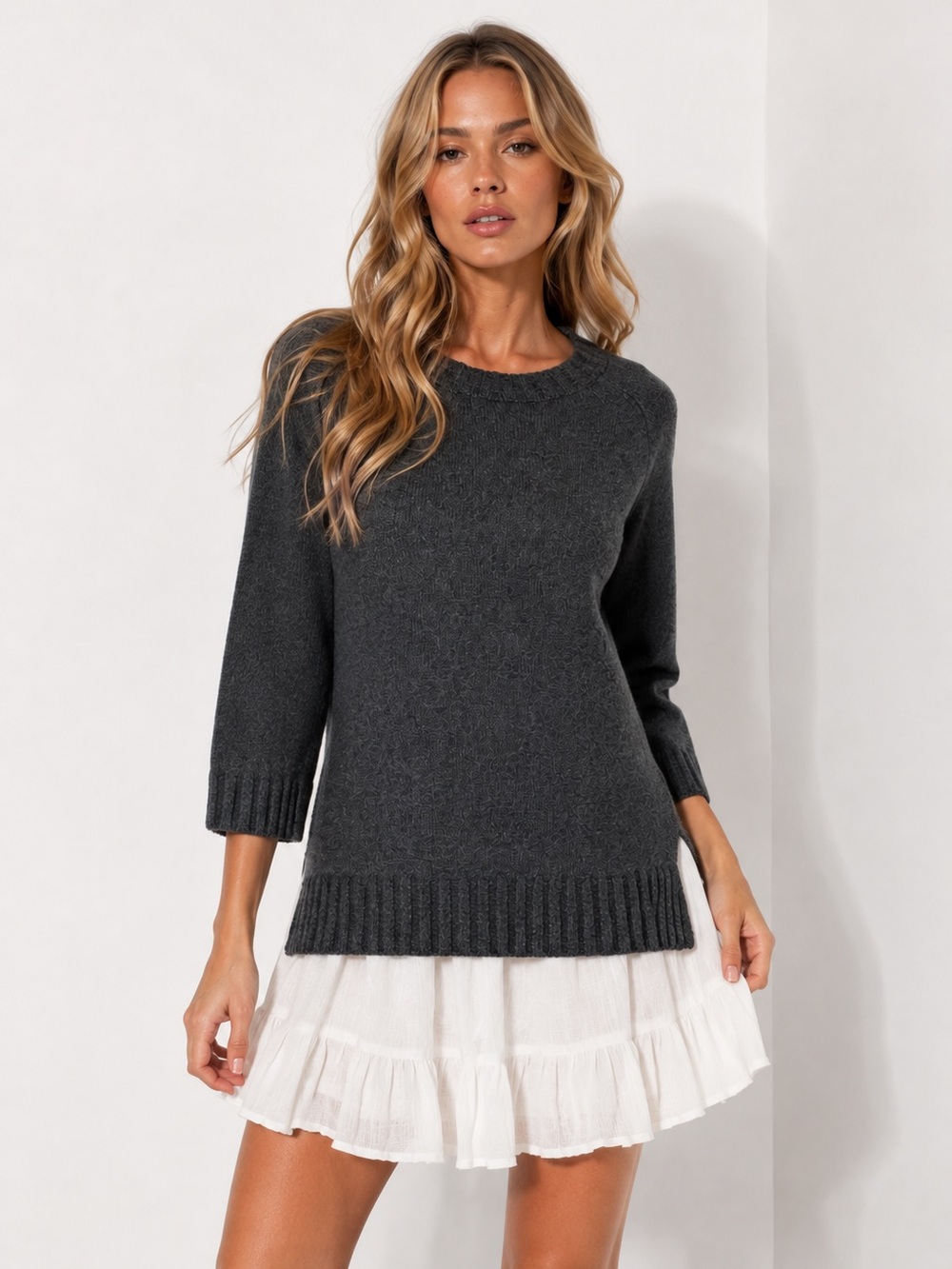 Banana Republic Wool Cashmere Blend Charcoal Gray Sweater M Cottage Fall Cozy